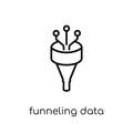 Funneling Data icon. Trendy modern flat linear vector Funneling