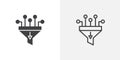 Funneling data thin line vector icon set