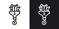 Funneling data thin line vector icon set