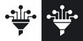 Funneling data thin line vector icon set