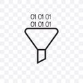 Funneling Data vector linear icon isolated on transparent background, Funneling Data transparency concept can be used for web and