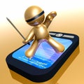 Funny 3d icon with pda gadget Royalty Free Stock Photo