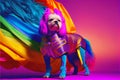 Funny abstract colorful fahion pet dog animal model