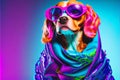 Funny abstract colorful fahion pet dog animal model