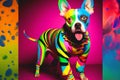 Funny abstract colorful fahion pet dog animal model