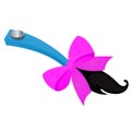 Funny accessory in the form of attached tail with purple ribbon bow isolated on white background. Vector cartoon close Royalty Free Stock Photo