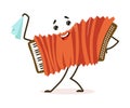 Funny Accordion Musical Instrument Cartoon Character Vector Illustration