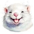 Drawn and Colored of Cute Little Wombat Portrait on White Background
