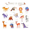 Funny African animals vector cartoon design