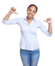 Funny african woman in a blue shirt Royalty Free Stock Photo