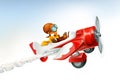 Funny airplane, 3d vector cartoon Royalty Free Stock Photo