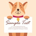 Funny Akita-inu Holds Sheet of Paper for Text Royalty Free Stock Photo