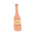 Funny alcohol craft beer bottle in doodle style. Freehand drawing. Cute glass bottle isolated on white background Royalty Free Stock Photo