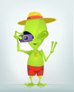 Funny Alien Cartoon Illustration Royalty Free Stock Photo