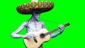 Funny alien plays on acustic guitar. Realistic motion and skin shaders. 3d rendering.