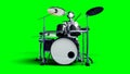 Funny alien plays on drums. Realistic motion and skin shaders. 3d rendering.