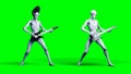 Funny alien plays on electric guitar. Realistic motion and skin shaders. 3d rendering.