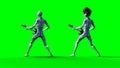 Funny alien plays on electric guitar. Realistic motion and skin shaders. 3d rendering.