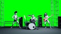 Funny alien rock band. Bass, drum, guitar. Realistic motion and skin shaders. 3d rendering.