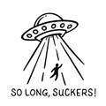 Funny alien UFO abduction meme Royalty Free Stock Photo
