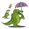 Funny aligator with umbrella illustration vector