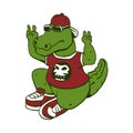 Funny alligator with sunglasses and shoes.