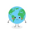 Funny angry cartoon Earth character vector illustration Royalty Free Stock Photo