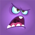 Funny angry cartoon monster face. Halloween illustration. Royalty Free Stock Photo