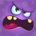 Funny angry cartoon monster face. Halloween illustration. Prints design for t-shirts. Royalty Free Stock Photo