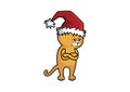 Grumpy cat with Christmas hat icon vector