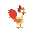 Funny angry hen, comic cartoon chicken bird character with big eyes vector Illustration on a white background Royalty Free Stock Photo