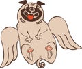 Funny animal character angel wings pug for Valentines day greeting card Royalty Free Stock Photo