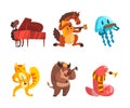 Funny Animal Character Playing Different Musical Instrument Performing Concert Vector Set Royalty Free Stock Photo