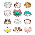 Funny animal in the Chinese zodiac, Rat, ox, tiger, rabbit, dragon, snake, horse, sheep, monkey, rooster, dog, pig. animal head