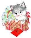 Funny animal Kitten. watercolor Royalty Free Stock Photo