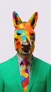 Funny animal mask on colorful background.