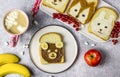 Funny animal sandwich for kids shaped cute bear, panda, fox, rabbit