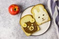 Funny animal sandwich for kids shaped cute bear and rabbit