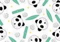 Funny animal seamless pattern with cute panda cartoon style. Drawing of animal in asian theme. Chinese bamboo character. Vector Royalty Free Stock Photo