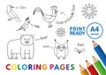 Funny Animals Coloring Book Royalty Free Stock Photo