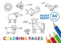 Funny Animals Coloring Book Royalty Free Stock Photo