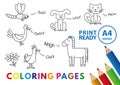 Funny Animals Coloring Book Royalty Free Stock Photo