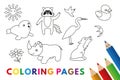 Funny Animals Coloring Book Royalty Free Stock Photo