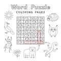 Funny Animals Coloring Book Word Puzzle Royalty Free Stock Photo