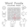 Funny Animals Coloring Book Word Puzzle Royalty Free Stock Photo