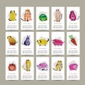 Funny animals, set of cards. Watercolor sketch for