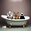 Funny animals sitting in bathroom Royalty Free Stock Photo