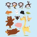 Funny Animals Vector Cartoon illustration