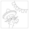Funny animated cactus in mexican sombrero.