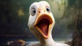 Funny Animated Duck Face In Realistic Scenery
